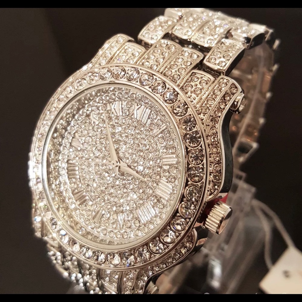 Men’s Hiphop Iced White Gold Plated Watch